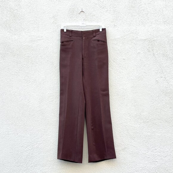 Vintage 70s Men's Hand Tailored Dark Brown Gabardine 2 Piece Suit 38S x 29W - Picture 5 of 7